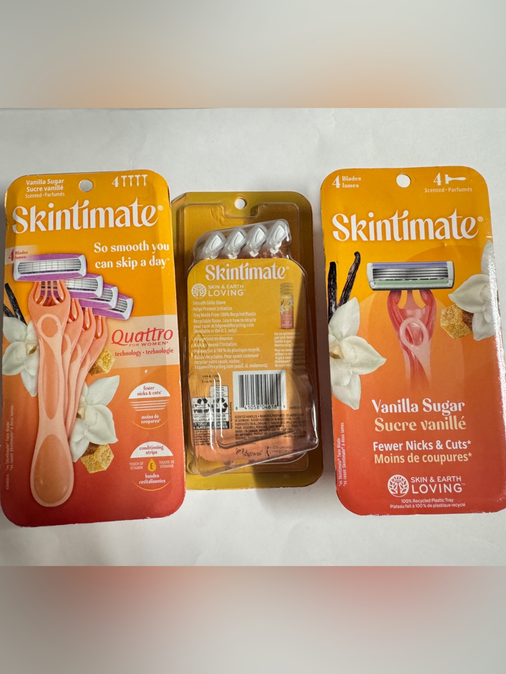 Skintimate Vanilla Sugar 4 Razor Blades. Pack of 3 (total of 12 razors)